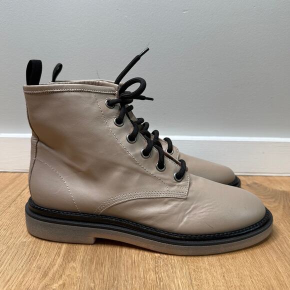 NEW AGL Attilio Giusti Leombruni Moreen Lace-Up Gray Leather Ankle Combat Boots - Picture 1 of 10